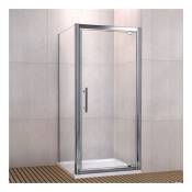 Aica Sanitaire - Porte de douche 90x90x185 cm porte pivotante cabine de douche verre securit