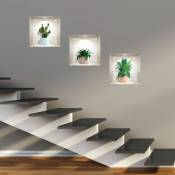 Ambiance-sticker - Stickers 3D plantes d'intérieur et cactus 30 x 90 cm - multicolore