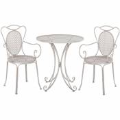 Beliani - Set de Jardin ou Terrasse Type Bistro 2 Chaises et Petite Table Assortie en Métal Gris Design Classique et Romantique Gris