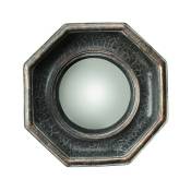 Chehoma - Miroir convexe octogonal noir 18cm - Noir et doré