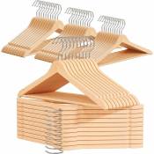 Cintres en Bois - Made in eu - Cintre en Bois pour Votre Armoire - Crochet pivotant 360° - Entailles Autour des épaules – Cintres (50, Naturel)
