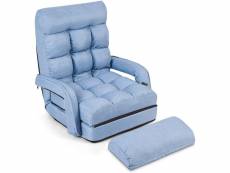 Costway 18 grille fauteuil de salon convertible,bleu, fauteuil relax avec dossier réglable sur 5 positions,pour salon bureau chambre