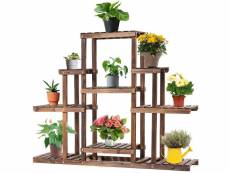 Costway étagère à fleurs en bois de 6 niveaux, porte-plantes avec 9 tablettes, support de plantes multifonctionnel , pour jardin, terrasse, bureau 120
