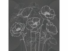 Coussin a motif a fleurs noir- 45 cm x 45 cm