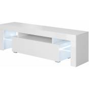 Design Ameublement - Meuble tv 2 tiroirs Meuble tv de salon avec led 160x45x35cm Modèle Unai Blanc Finition brillante - Blanc