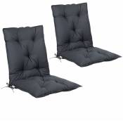 Detex - Set de 2 Coussins de chaise avec dossier Coussin pour fauteuil Intérieur Extérieur Jardin Maison Anthracite uni