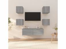 Ensemble de meubles tv design et moderne muraux sonoma gris bois d'ingénierie