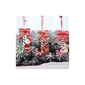 Ersandy - Ornement de Noël en forme de canne de bonbon, lot de 3 père Noël, bonhomme de neige, cerf, canne en bonbon, décoration de Noël, exquise