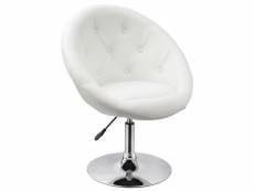 Fauteuil siège chaise capitonné lounge pivotant synthétique blanc helloshop26 1109002