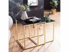 Finebuy design table bois métal 40 x 42 x 40 cm ensemble de 2 | table du canapé moderne | table basse en bois table | table de salon carré