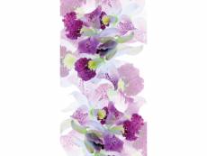 Flowers, rideau imprimé fleurs fushia sur fond blanc140x245