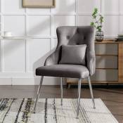 Fortuna Lai - Chaise de salle à manger à boutons avec coussin lombaire, fauteuil rembourré, chaises avec pieds métalliques, pour salon chambre,