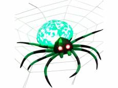 Giantex décoration gonflable d’halloween, araignée aux yeux rouges avec toile d'araignée, avec lampe rotative et gonfleur intégré