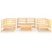 Helloshop26 - Salon de jardin meuble d'extérieur ensemble de mobilier 7 pièces bois de pin massif