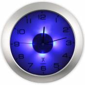 Horloge Murale Lumineuse - 4 LED Bleu - Détecteur