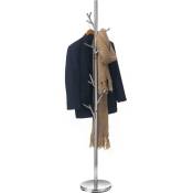 Idimex - Porte-manteaux zeno portant à vêtements sur pied en forme d'arbre avec 6 crochets sur différentes hauteurs, en métal chromé - Chromé