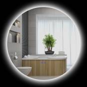 kleankin Miroir rond salle de bain lumineux LED de salle de bain Ø 70 cm mural avec éclairage interrupteur tactile système antibuée 35 W gris