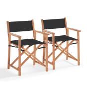 Lot de 2 chaises pliantes en bois d'eucalyptus et textilène