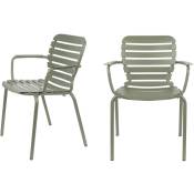 Lot de 2 fauteuils de jardin en métal - Vondel - Couleur - Vert de gris Zuiver