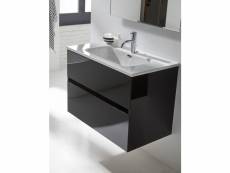 Meuble de salle de bain coloris noir avec vasque moulée