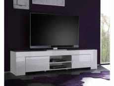 Meuble tv hifi blanc laqué design esmeralda