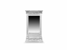Miroir ancien rectangulaire vertical bois cerusé blanc