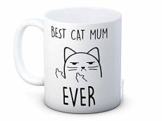 Mug humoristique avec chat malpoli et « Best Cat Mum