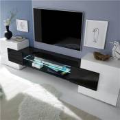 Nouvomeuble Meuble tv design blanc et noir laqué LUXOR