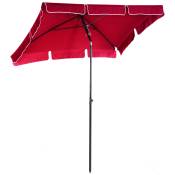 Outsunny Parasol Rectangulaire Inclinable Rouge 2m