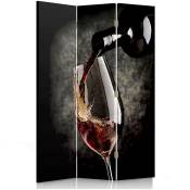 Paravent Élégance Vin Rouge Déco Intérieure 3 Panneaux - 110 x 180 cm - 1 face déco, 1 face noir - Noir, blanc