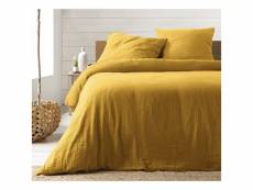 Parure de lit en gaze de coton 240 x 220 cm (plusieurs coloris) - jaune.