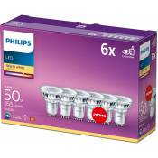 Philips - ampoule led Spot GU10 50W Blanc Chaud, Verre, Lot de 6