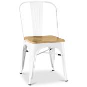 Privatefloor - Chaise de salle à manger - Design industriel - Bois et acier - Stylix Blanc - Bois, Acier, Metal, Bois - Blanc