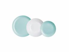 Service de vaisselle luminarc diwali light turquoise verre 18 pièces