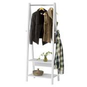 SoBuy® FRG59-W Valet de chambre Garde-robe Penderie à vêtement Porte-manteau avec deux étagères –Blanc