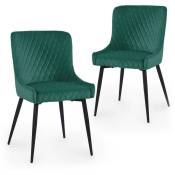 SOLANGE - Lot de 2 chaises capitonnées en velours vert - Vert