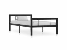 Sublime lits et accessoires ligne naypyidaw cadre de lit noir et blanc métal 90 x 200 cm