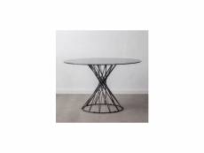 Table à manger design ronde verre trempé/métal noir ø120cm crystal 899