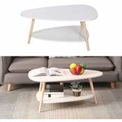 Table basse ovale scandinave - Blanc laqué mat - L