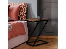 Table d'appoint en forme de z 45x30x60 cm nature/noir en bois de sheesham et métal womo-design 390002494