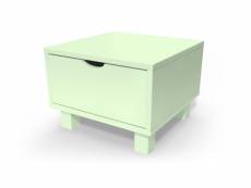 Table de chevet bois cube + tiroir vert pastel CHEVCUB-VP
