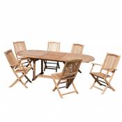 Table de jardin et chaises en bois teck 8/10 personnes