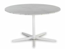 Table design ronde marbre et pied métal blanc d 125