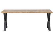 Table salle á manger 200 cm en bois de mangue - 6 personnes - motif en chevron - x-pied - tablo WOOOD TABLO