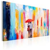 Tableau sur toile décoration murale image imprimée cadre en bois à suspendre Sous le parapluie de l'amour 120x80 cm