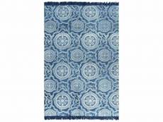 Tapis kilim coton 160 x 230 cm avec motif bleu dec023972