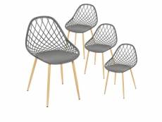 Tressie - lot de 4 chaises grises coque arrondie