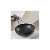 Vasque pour salle de bain Ronde - Céramique Noire rainurée Blanc - 41 cm Dark