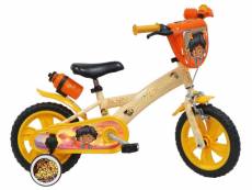 Vélo 12" garçon "prince des sables" pour enfant de 2 à 4 ans avec stabilisateurs à molettes - gourde - plaque décorative avant - 1 frein