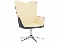 Vidaxl chaise de relaxation blanc crème velours et pvc